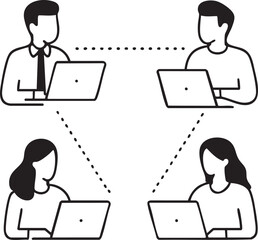  Black Vector Business Team Meeting with Laptop Discussion