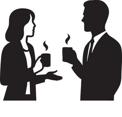  Black Vector Business Team Meeting with Laptop Discussion