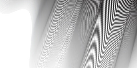 Abstract background with wavy surface made of modern black lines