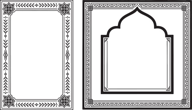 Elegant islamic prayer rug design with archway and floral border elements for sacred space decoration