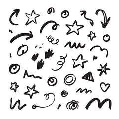 set of hand drawn arrows and symbols