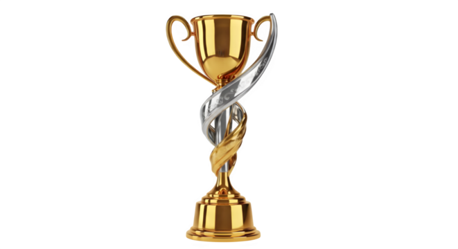 Stunning golden trophy symbolizing victory and achievement, perfect for award ceremonies or celebrating corporate milestones