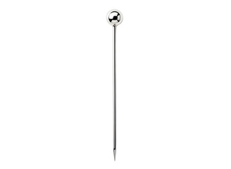 Silver cocktail pick with round top isolated on transparent background