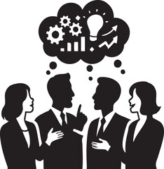  Black Vector Business Team Meeting with Laptop Discussion