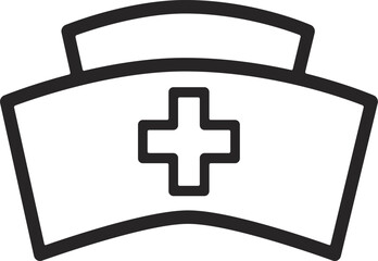 Nurse cap outline. White nurse cap. nurse cap icon. Classic nurse cap with cross symbol, representing healthcare and medical profession.