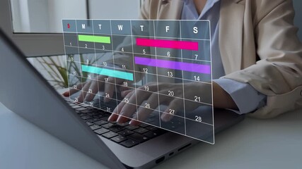 Managing a scheduled meeting.Businessman manages time to work efficiently and on time on all projects. Calendar work schedule, business plan concept.	 - Powered by Adobe