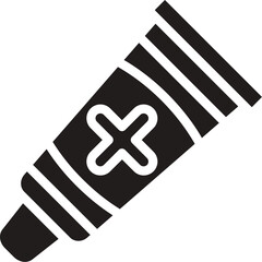 Medical Ointment tube silhouette. Solid black ointment tubes. Cosmetic cream tube with cap isolated on white background