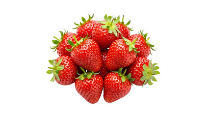 Pile of Fresh Red Strawberries with Green Stems on Transparent Background Isolated for Healthy Diet Design Element