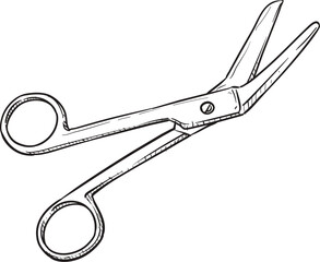 Surgical scissor isolated on white background. medical scissor illustration vector clip art. 