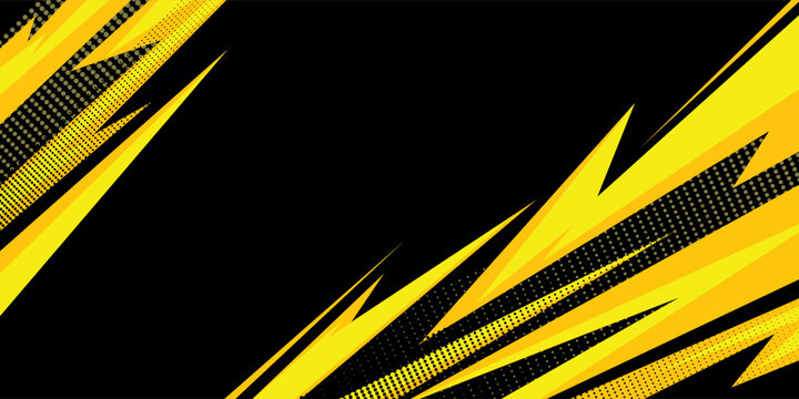 Yellow and black abstract background with sharp diagonal lines and halftone dots. Dynamic comic-style design suitable for sports, gaming, energy themes, posters, banners, and modern digital artwork.