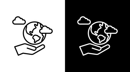 Climate Action  White Icon Set Design