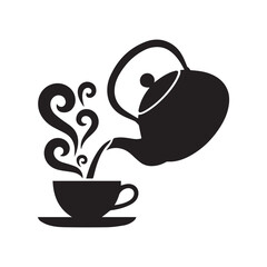 Teapot pouring tea into cup