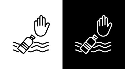 Plastic Pollution  White Icon Set Design