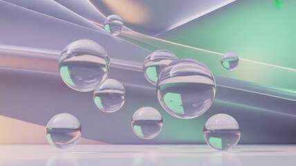 Abstract reflection of glass spheres on a gradient background