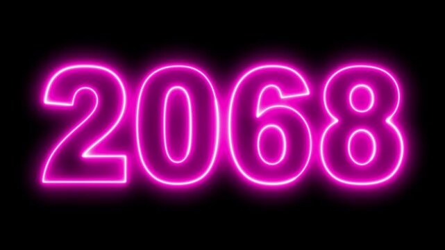 Neon upcoming new year 2068 animated. Symbolizes future progress new year goals business plans. Christmas and happy new year celebration concept. 2068 neon line text animated.