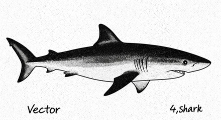 Detailed illustration of a powerful ocean predator shark.
