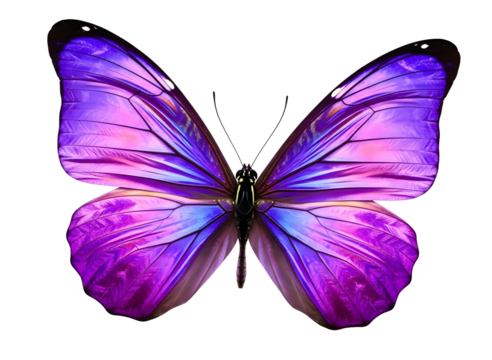 Vibrant purple and pink butterfly with intricate wing patterns isolated on transparent background