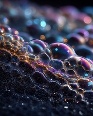Fototapeta premium close up of colorful iridescent bubbles