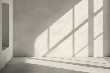 Obraz premium White room interior featuring a window and a simple chair against a plain wall