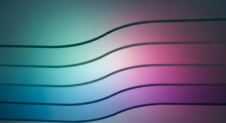 Minimalist abstract background featuring smooth, horizontally wavy black lines layered over a vibrant color gradient of teal, pink, and purple, symbolizing data flow and modern design