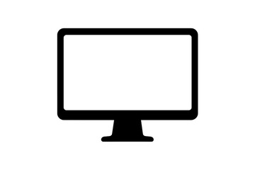 Generic black silhouette of a desktop computer monitor screen with a blank display area