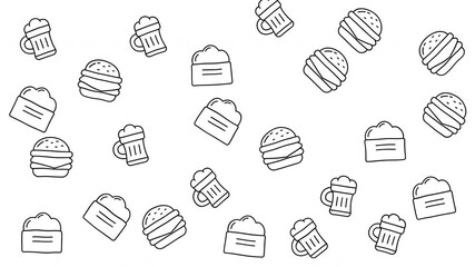 Food and drink themed outline illustrations  perfect for restaurant menus, social media posts, food truck branding, and marketing materials.