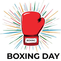 Vector Illustration of Red Boxing Glove with Colorful Lines for Energetic Boxing Day Celebration Design