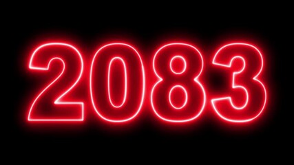 Neon upcoming new year 2083 animated. Symbolizes future progress new year goals business plans. Christmas and happy new year celebration concept. 2083 neon line text animated.