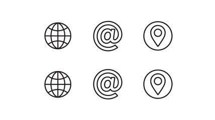 Set of minimalist contact us icons simple line vector design elements for web and mobile apps isolated on white background