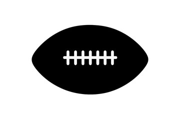 Black silhouette of an American football with white laces on a white background