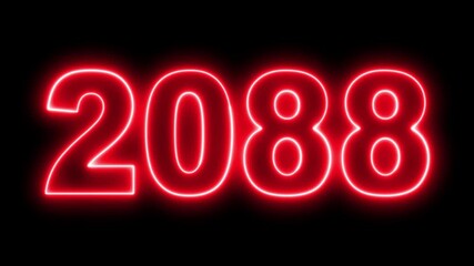 Neon upcoming new year 2088 animated. Symbolizes future progress new year goals business plans. Christmas and happy new year celebration concept. 2088 neon line text animated.