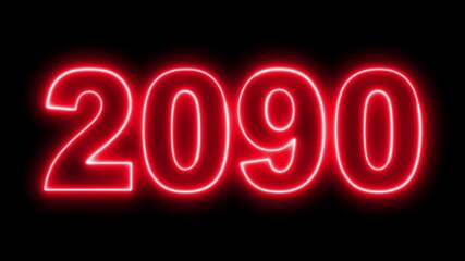 Neon upcoming new year 2090 animated. Symbolizes future progress new year goals business plans. Christmas and happy new year celebration concept. 2090 neon line text animated.