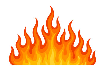 Dynamic stylized orange and yellow burning fire flames border decoration