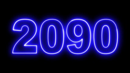 Neon upcoming new year 2090 animated. Symbolizes future progress new year goals business plans. Christmas and happy new year celebration concept. 2090 neon line text animated.