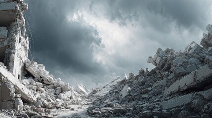 Devastation Remains: Concrete Ruins and Ominous Skies after Cataclysm