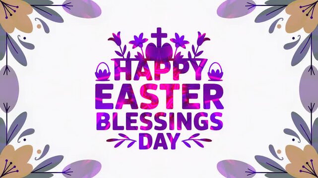 Vibrant Easter celebration design with flowers and a cross for joyful blessings and festive greetings