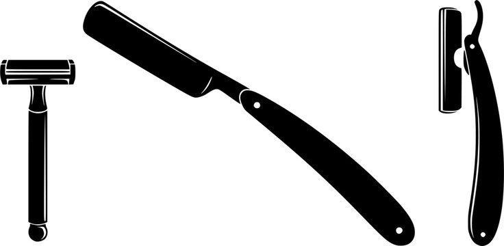Barber razor silhouette, Straight razor silhouette, Razor, Barber razor, Barber tools, Razor silhouette, Barber razor clipart, Razor silhouettes