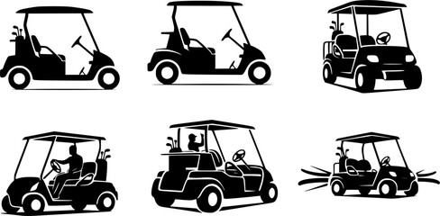 Golf cart silhouette, Golf cart, Golf car silhouette, Golf car, Golf cart clipart, Golf cart logo, Golf cart vector illustration.