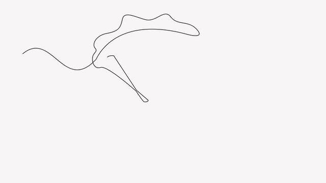 Animated self drawing skydiving.continuous line animation of skydiver with parachute.moving line video.