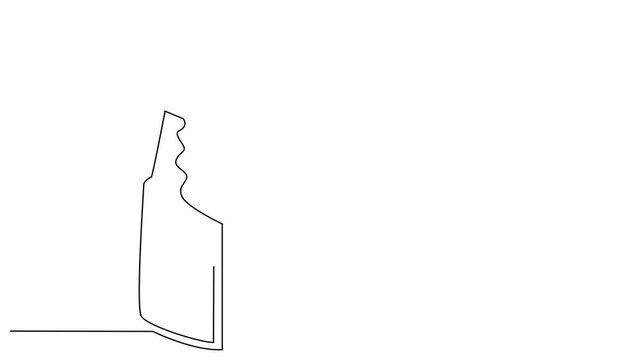 Animated self drawing billiard of spray bottle.continuous line animation of hygiene product spray bottle.moving line video.