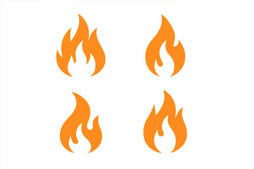 Various shapes of orange burning flame symbols for heat, danger, and energy concepts