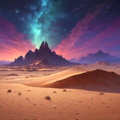 Naklejka premium Endless desert dunes under a starry night sky