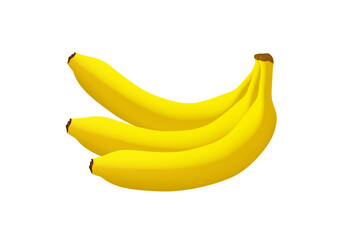 Bananas. Bunch of bananas. Vector 3d clipart isolated on white background.