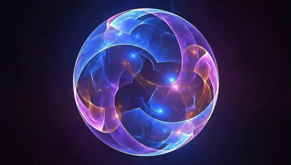Animated abstract futuristic energy orb with blue, purple, and orange glowing plasma and sparks. Seamless loop. - Powered by Adobe