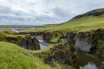 Fototapeta premium canyon Fjadrargljúfur and river Fjadra in Iceland