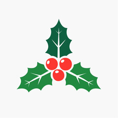 Festive Holly Berry Arrangement with Green Leaves and Red Berries.