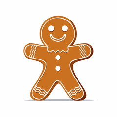 Classic gingerbread man cookie with cheerful white icing decoration.