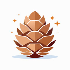 Stylized Geometric Pine Cone Illustration with Sparkles.