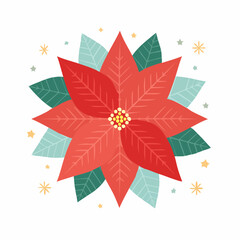 Vibrant Poinsettia Flower Illustration for Festive Holiday Season.