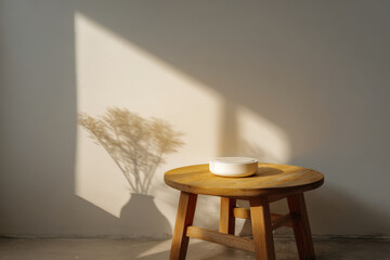 modern wireless charger placed elegantly on wooden nightstand bathed in soft morning light